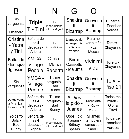 Emma Bingo Card
