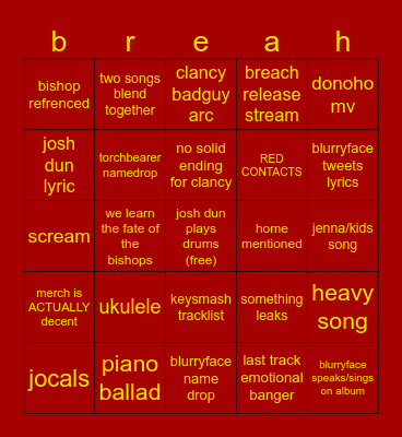 put a breach on Bingo Card