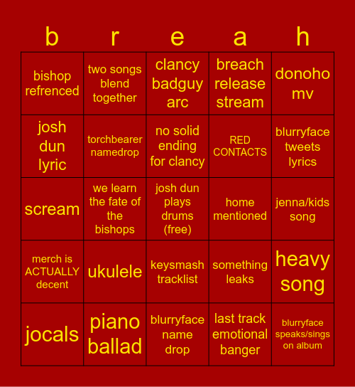 put a breach on Bingo Card