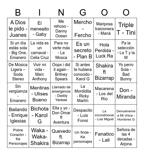 Emma Bingo Card