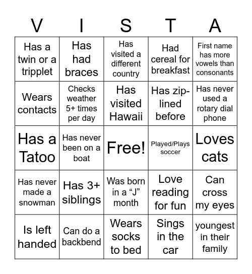 OSOT Icebreaker Bingo Card