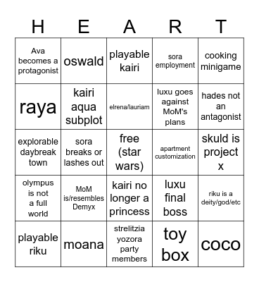 KH4 BINGO (6/1/25 UPDATE) Bingo Card