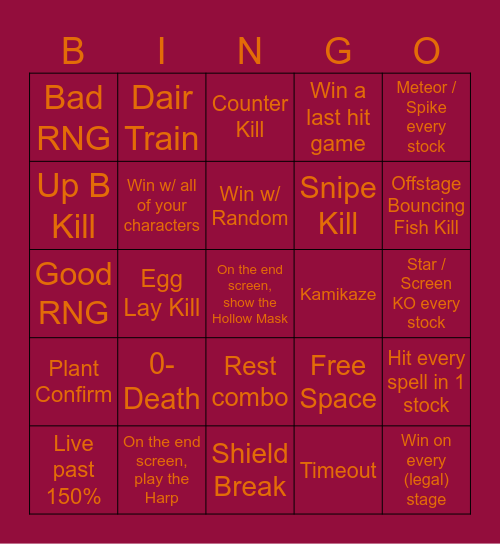 Ike SSF2 Bingo Board Bingo Card