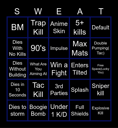 og Fortnite bingo Card