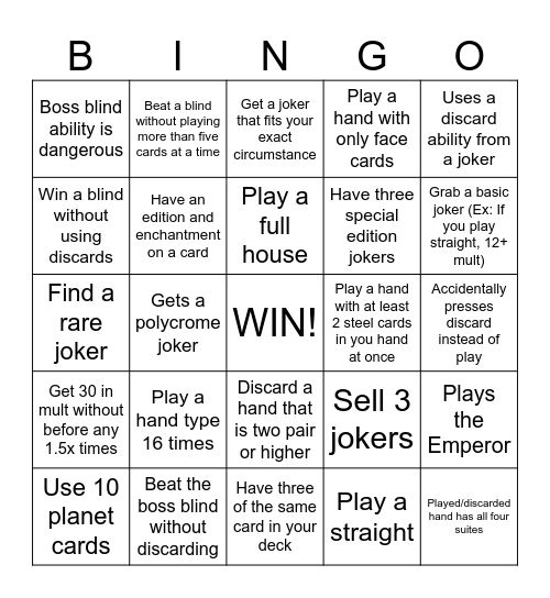 BALATRO BINGO Card