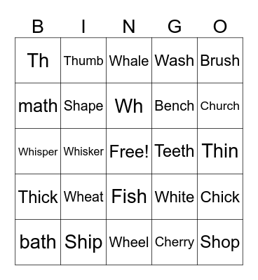 Phonics Bingo Card