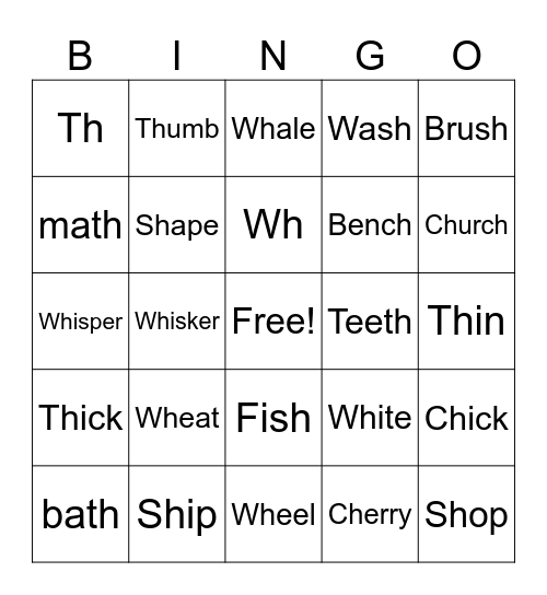 Phonics Bingo Card
