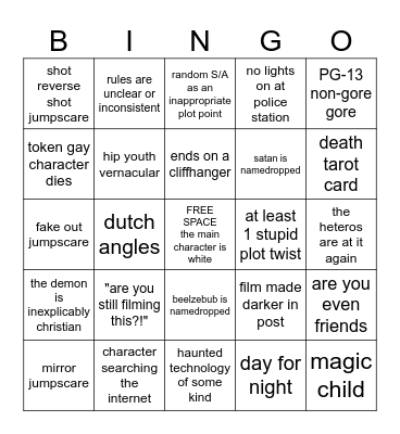 horror slop drinking game Bingo Card