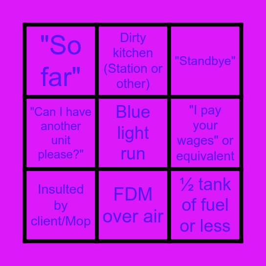 Work Bingo Card