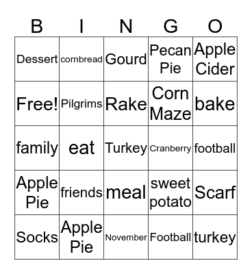 Thanksgiving Bingo Card