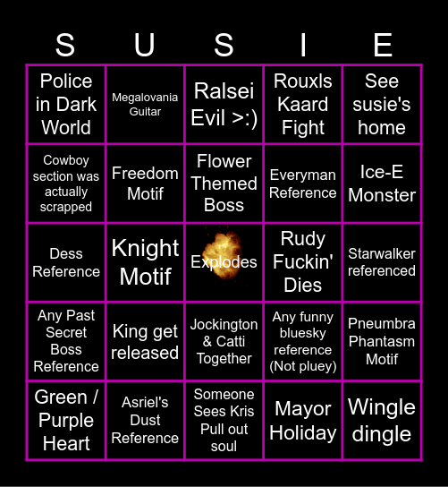 Deltarune 3&4 Bingo Card