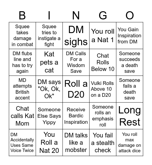 Chip Bingo Card