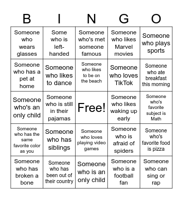 Human Bingo Card