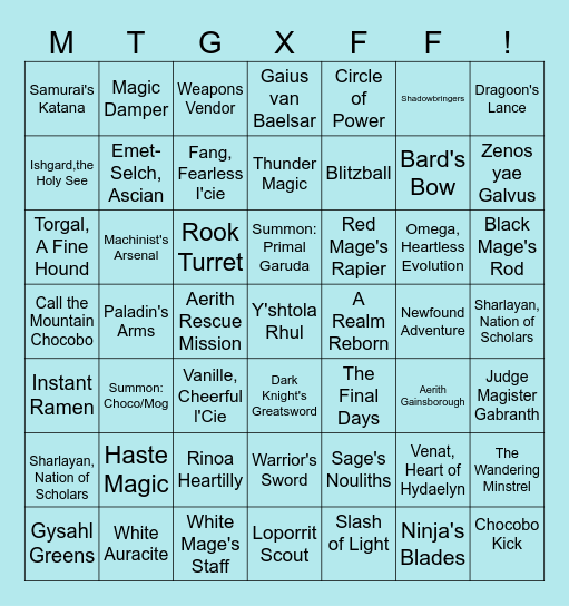 FF x MTG Bingo Card