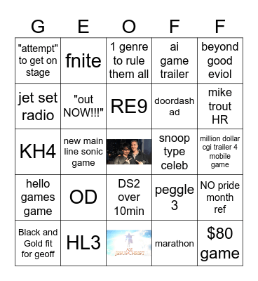 geofffest 2025 Bingo Card