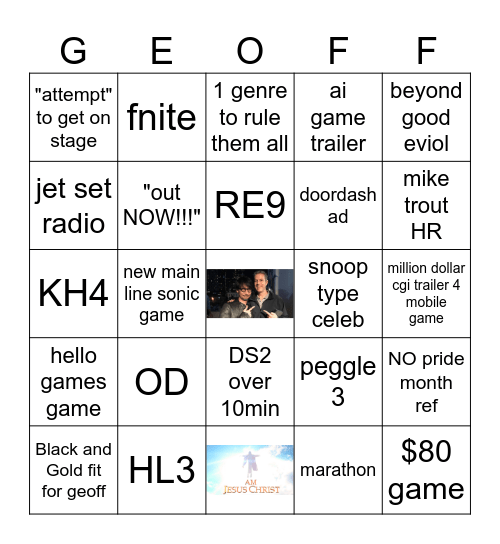 geofffest 2025 Bingo Card