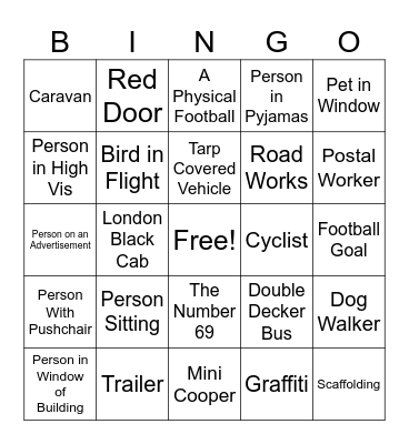 Streetview Bingo Card