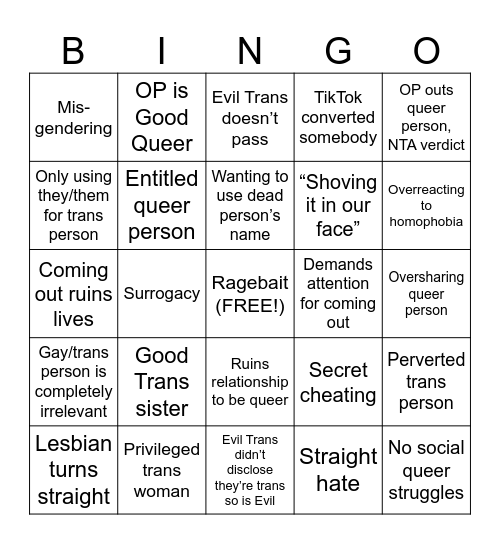 AITAngel: Pride Edition! Bingo Card