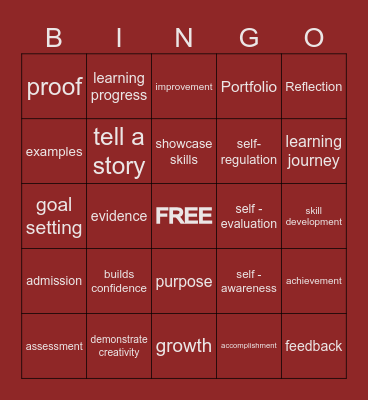 Portfolio Bingo Card