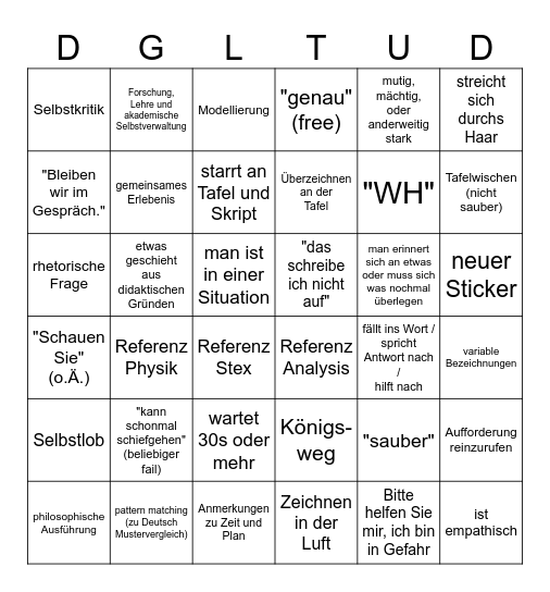 Wie man in DGL zumindest mit Humor untergeht Bingo Card
