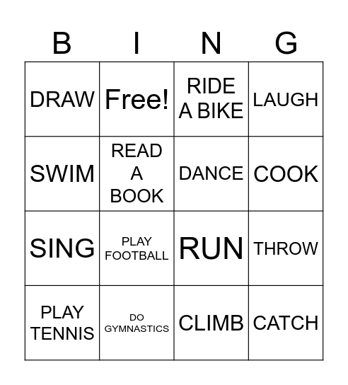 I CAN Bingo Card