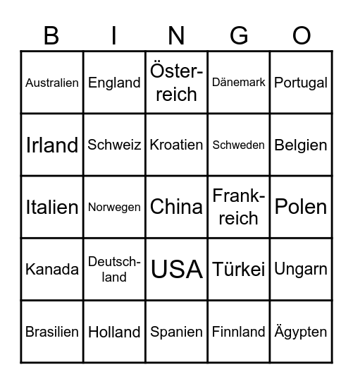 Länderbingo Card