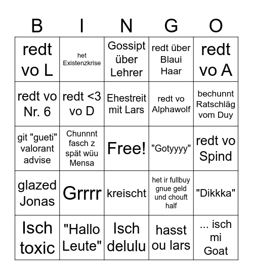 Egrrrrine Bingo Card
