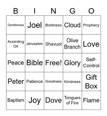 Shavuot Bingo Card
