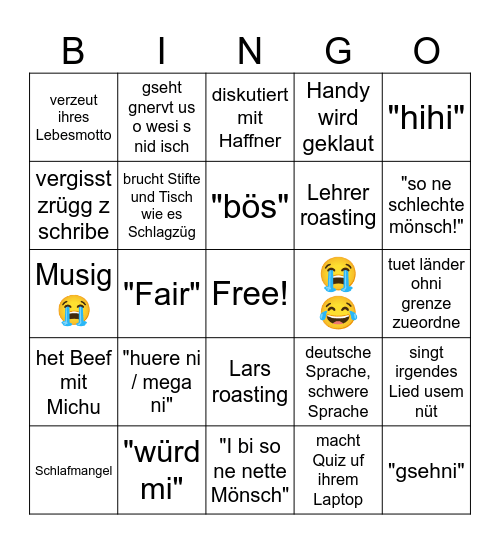 Zarah Bingo Card