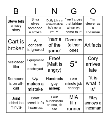 Stroke Time! Bingo Card