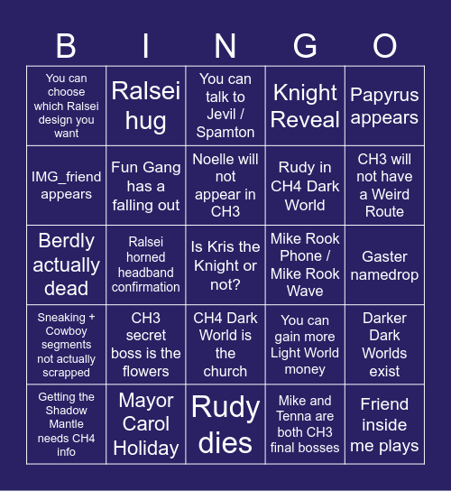 DELTARUNE Bingo Card