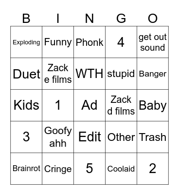 Memego Bingo Card