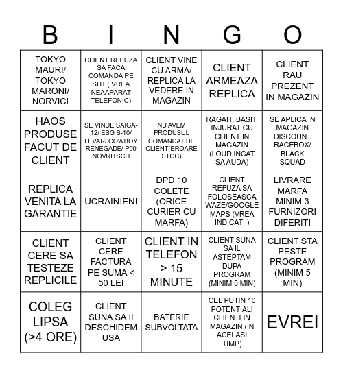 BINGO SAPTAMANAR L-V Bingo Card