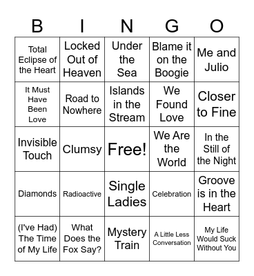 Music Bingo Card