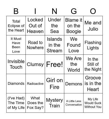 Music Bingo Card