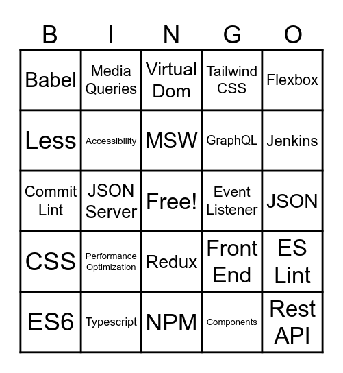 Frontend Bingo Card