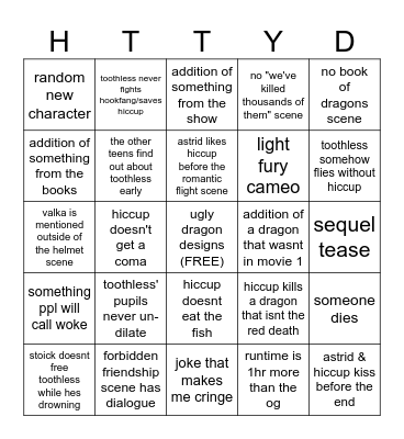 httyd live action bingo Card