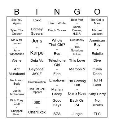 AKKS MUSIKKBINGO<3 Runde 1 Bingo Card