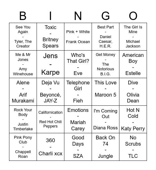 AKKS MUSIKKBINGO<3 Runde 1 Bingo Card