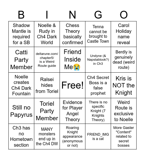 Apples05's Deltarune 3&4 Bingo Card