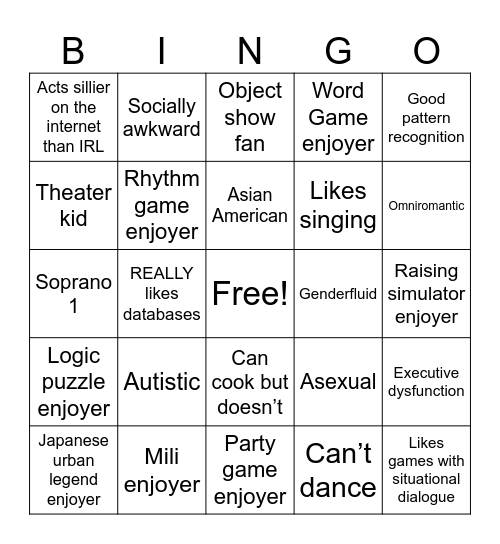 KuroSetsu Bingo Card