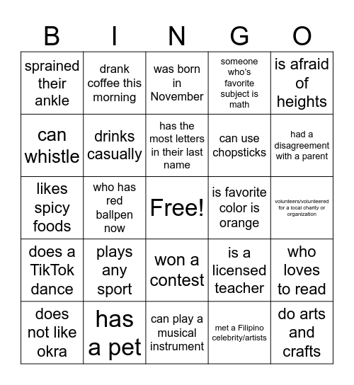 Untitled Bingo Card