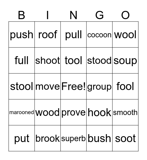 Spelling Words  Bingo Card