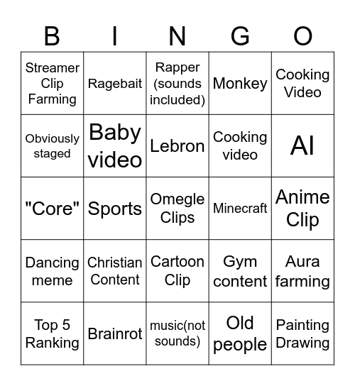 Maroon Bingo Card