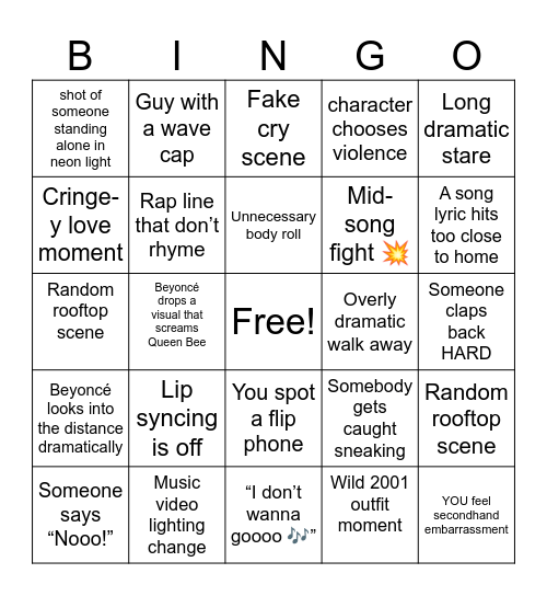 Carmen - a Hip Hopera Bingo Card