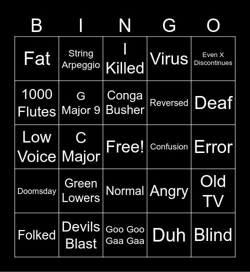 Effects Bingo Card