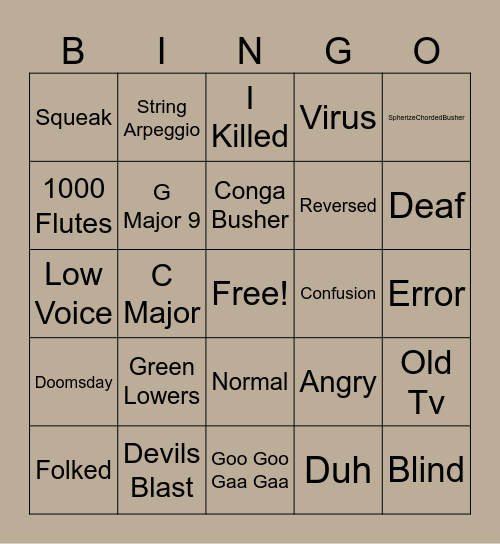 Effects Bingo Card