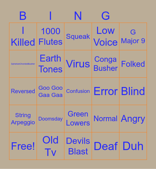 Effects Bingo Card