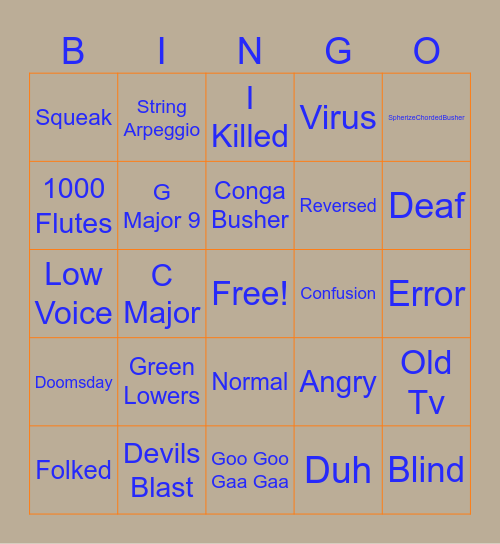 Effects Bingo Card
