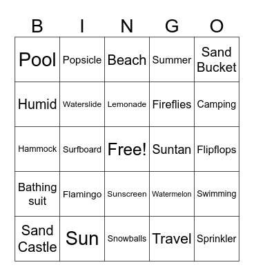 Summer Fun Bingo Card